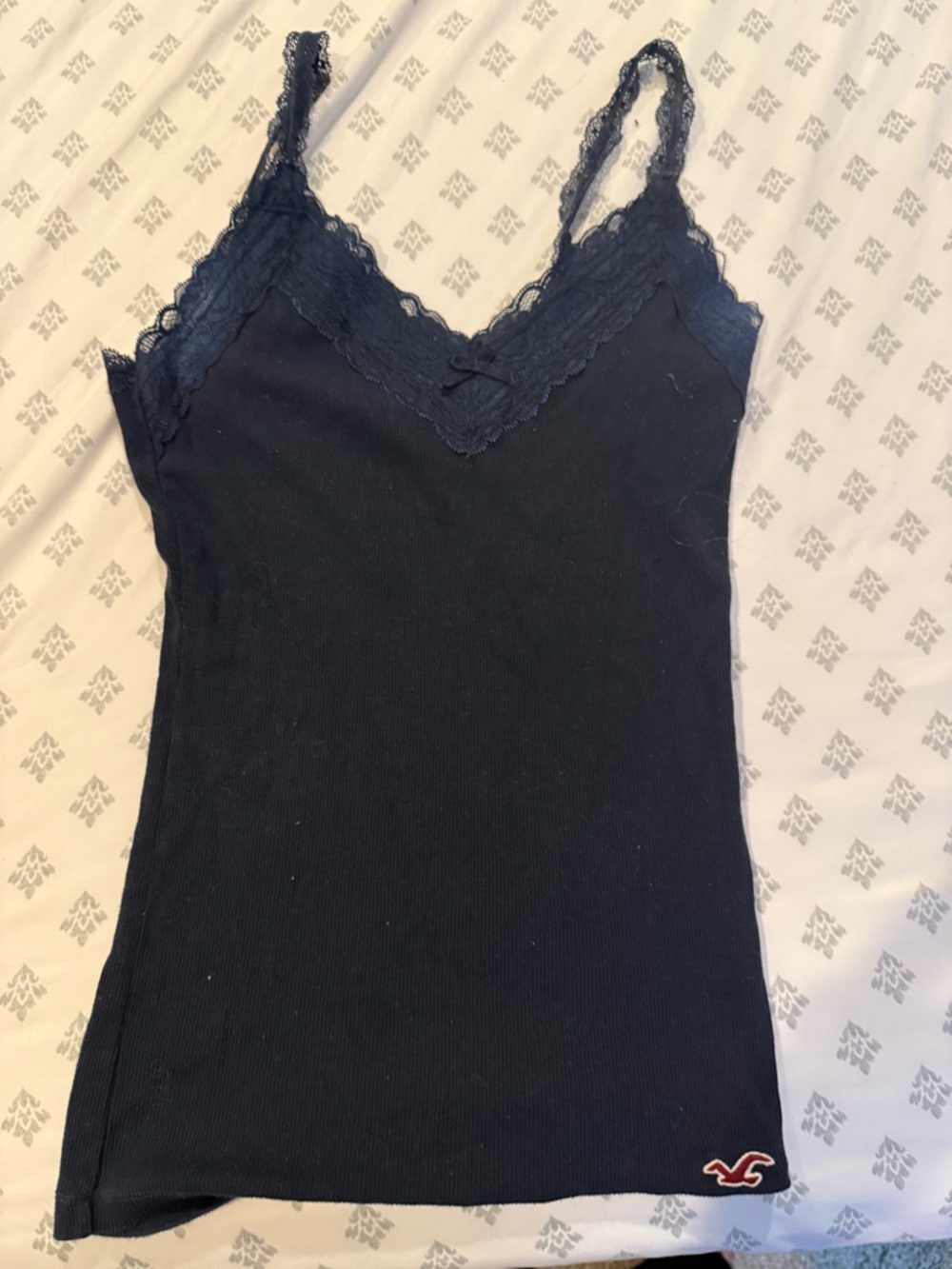 Hollister Navy Lace-Trim Ribbed Cami
